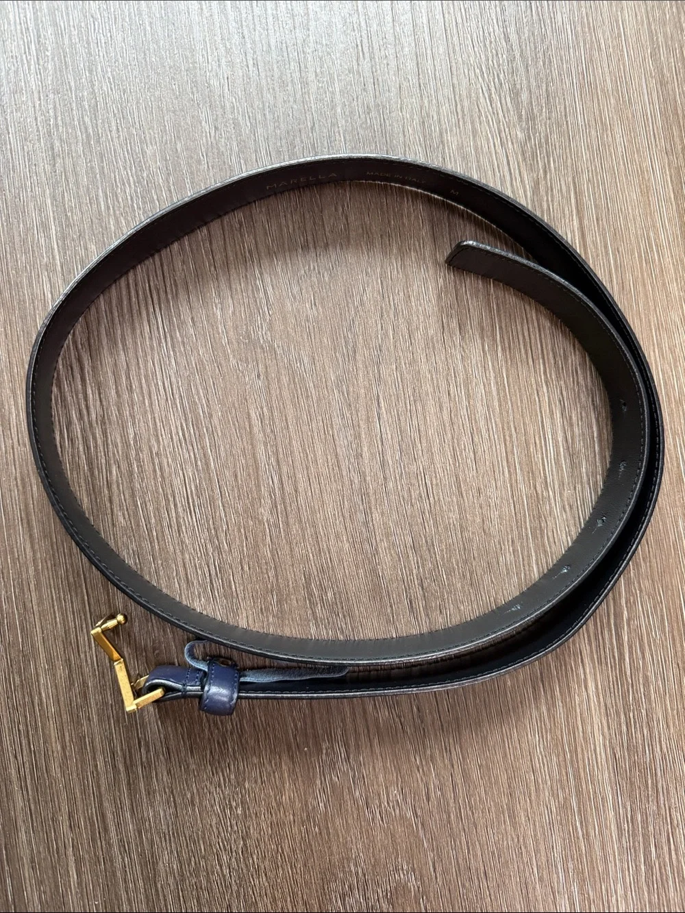 Marella 🇮🇹 M Letter Buckle Leather Belt - Blue